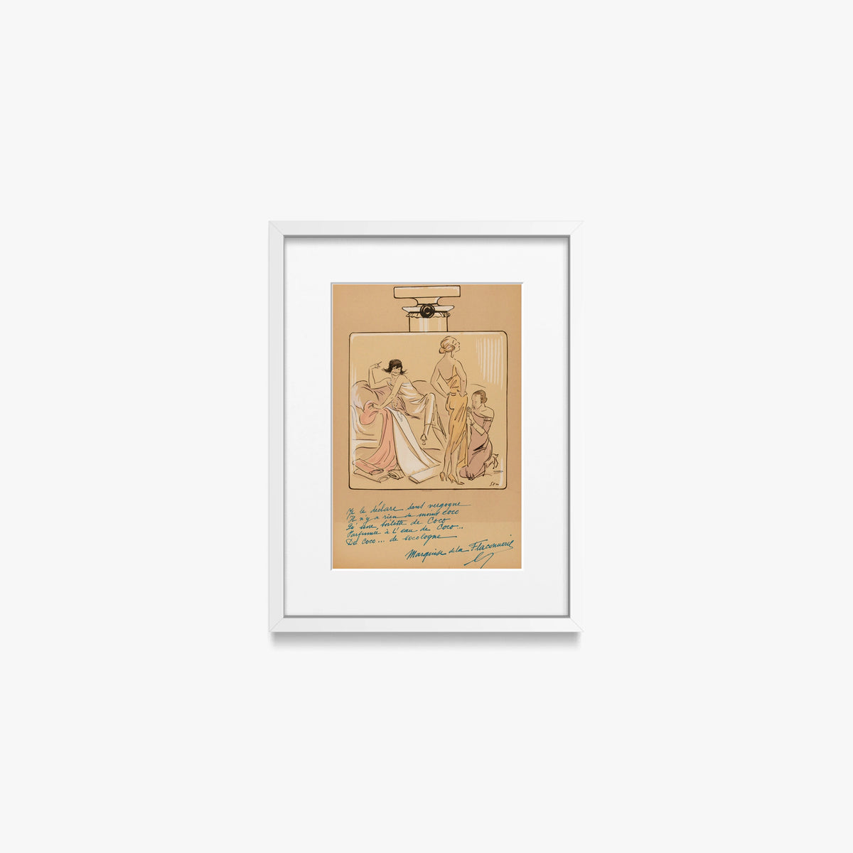 Allo Specchio - Sem, opera di Sem (Georges Goursat) (Illustrazione), stampa con passepartout e cornice bianca, 30x40cm
