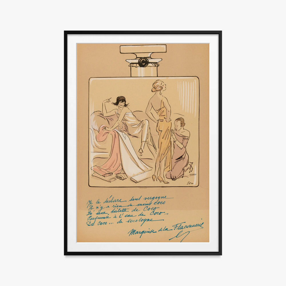 Allo Specchio - Sem, opera di Sem (Georges Goursat) (Illustrazione), stampa con passepartout e cornice nera, 80x115cm
