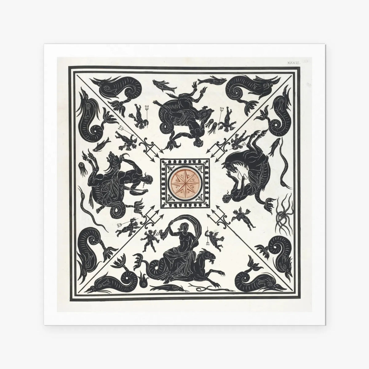Antico Pavimento a Mosaico - Pierre Jean Mariette, opera di Pierre Jean Mariette (Art Nouveau), stampa artistica su carta, 80x80cm