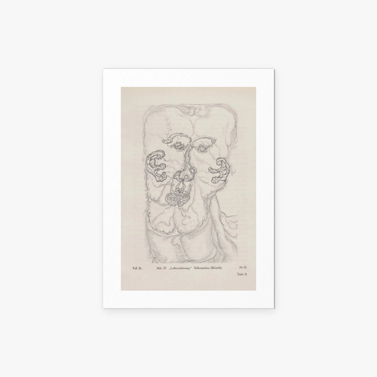 Apparizione nell'Aria - Hans Prinzhorn, opera di Hans Prinzhorn (Art Brut), stampa artistica su carta, 50x70cm