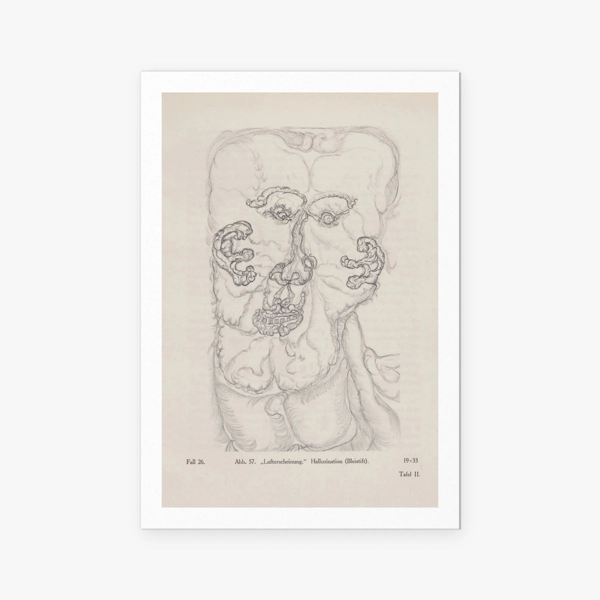 Apparizione nell'Aria - Hans Prinzhorn, opera di Hans Prinzhorn (Art Brut), stampa artistica su carta, 80x115cm