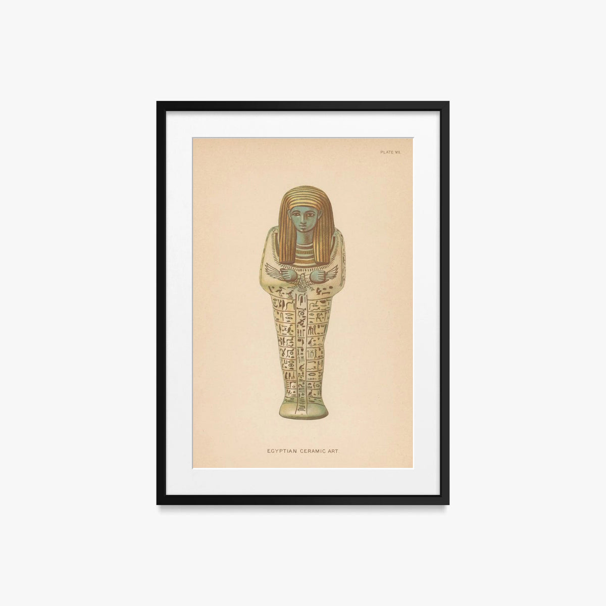 Arte Ceramica Egizia, Tav. 7 - Henry Wallis, opera di Henry Wallis (Egittologia), stampa con passepartout e cornice nera, 50x70cm