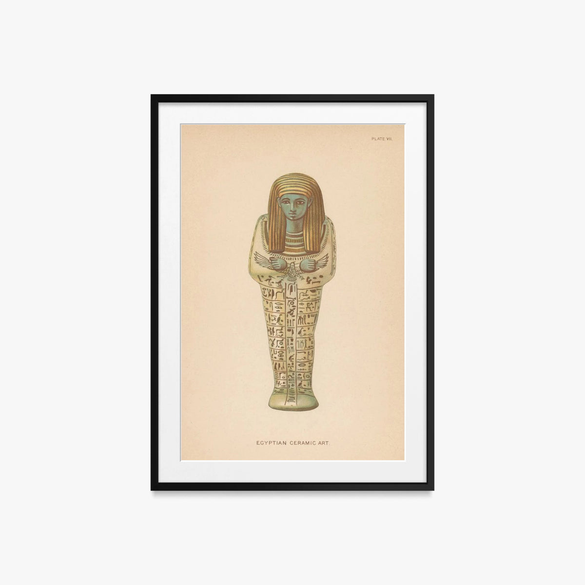 Arte Ceramica Egizia, Tav. 7 - Henry Wallis, opera di Henry Wallis (Egittologia), stampa con passepartout e cornice nera, 60x85cm