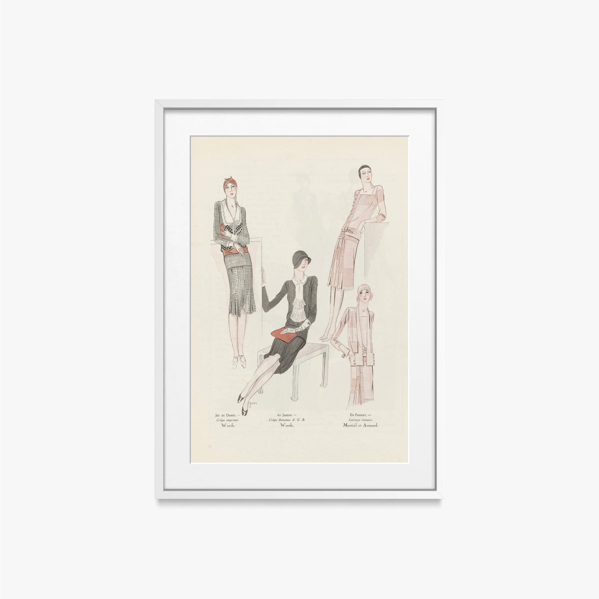 Arte, Gusto, Bellezza n. 106 - J. Dory, opera di J. Dory (Art Déco), stampa con passepartout e cornice bianca, 50x70cm