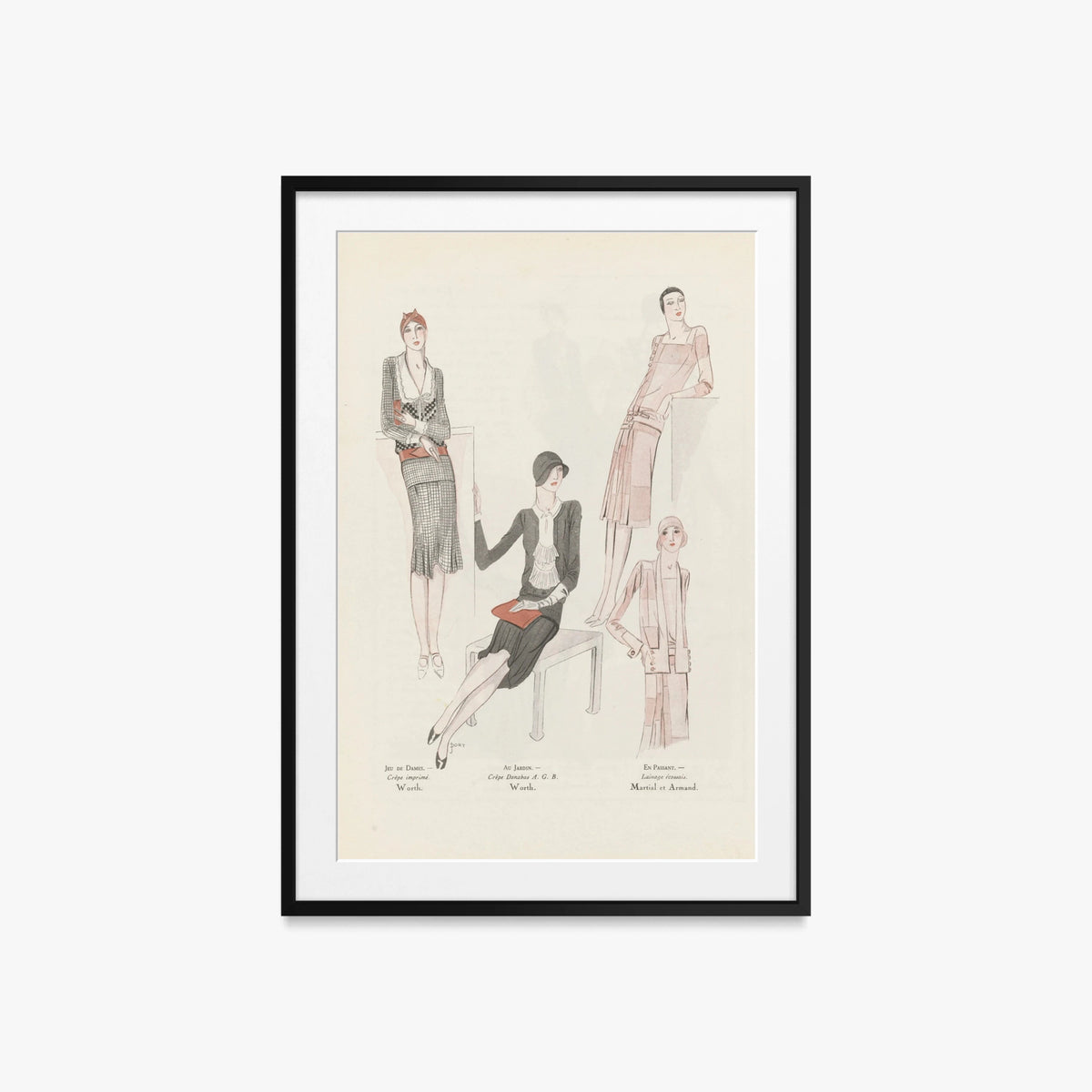 Arte, Gusto, Bellezza n. 106 - J. Dory, opera di J. Dory (Art Déco), stampa con passepartout e cornice nera, 60x85cm