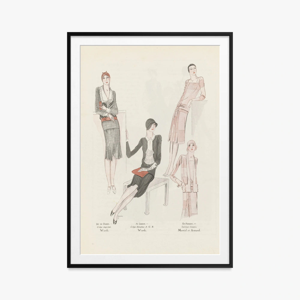 Arte, Gusto, Bellezza n. 106 - J. Dory, opera di J. Dory (Art Déco), stampa con passepartout e cornice nera, 80x115cm