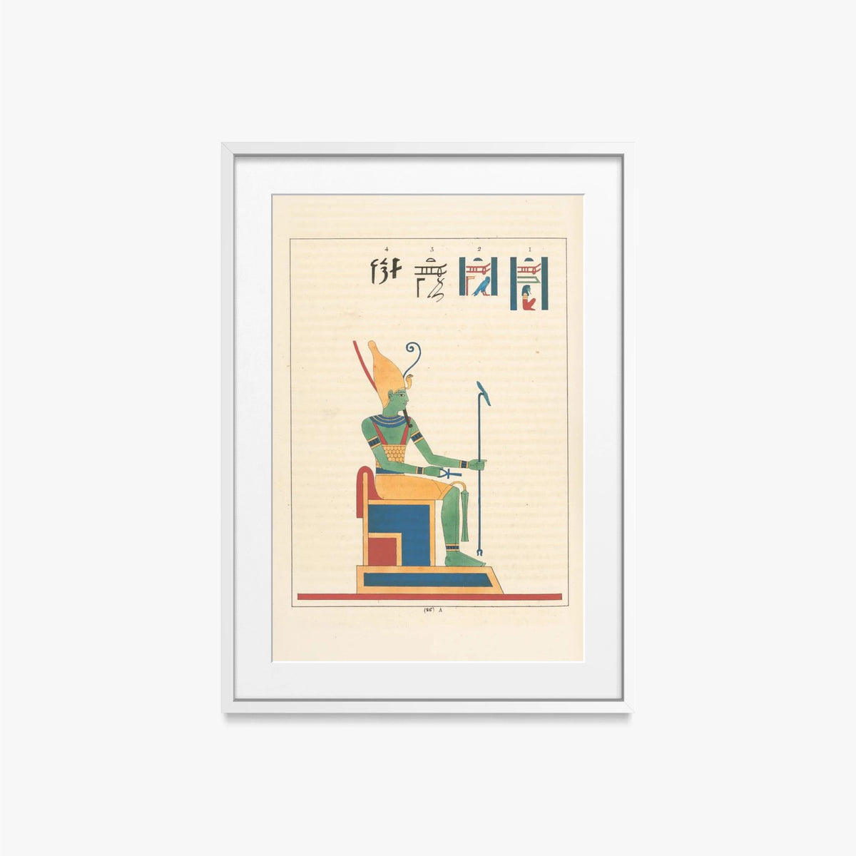 Atum, Airone, 2 - Léon Jean Joseph Dubois, opera di Léon Jean Joseph Dubois (Egittologia), stampa con passepartout e cornice bianca, 50x70cm