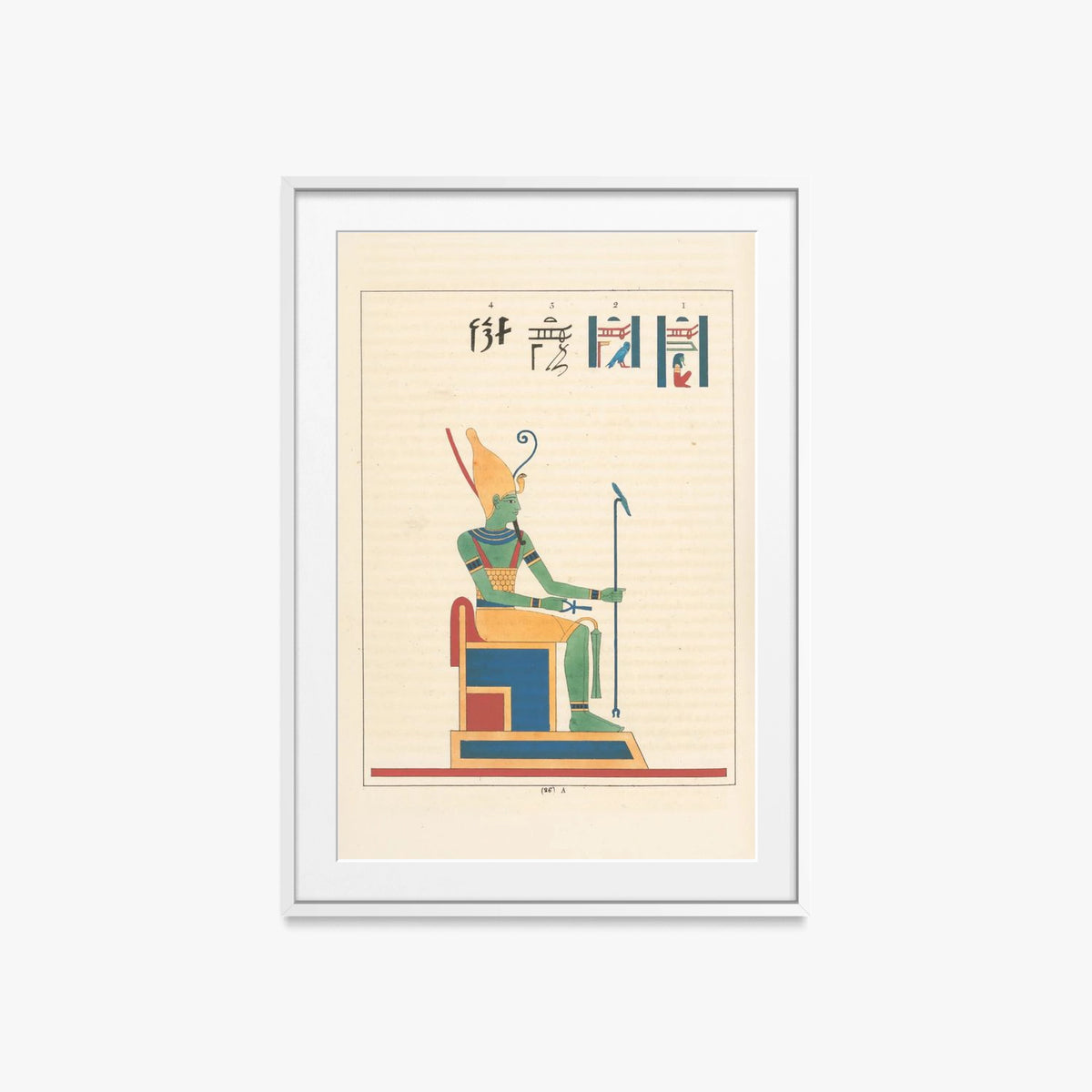Atum, Airone, 2 - Léon Jean Joseph Dubois, opera di Léon Jean Joseph Dubois (Egittologia), stampa con passepartout e cornice bianca, 60x85cm