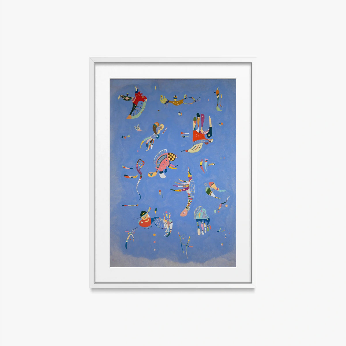 Azzurro Cielo - Wassily Kandinsky, opera di Wassily Kandinsky (Astrattismo), stampa con passepartout e cornice bianca, 50x70cm
