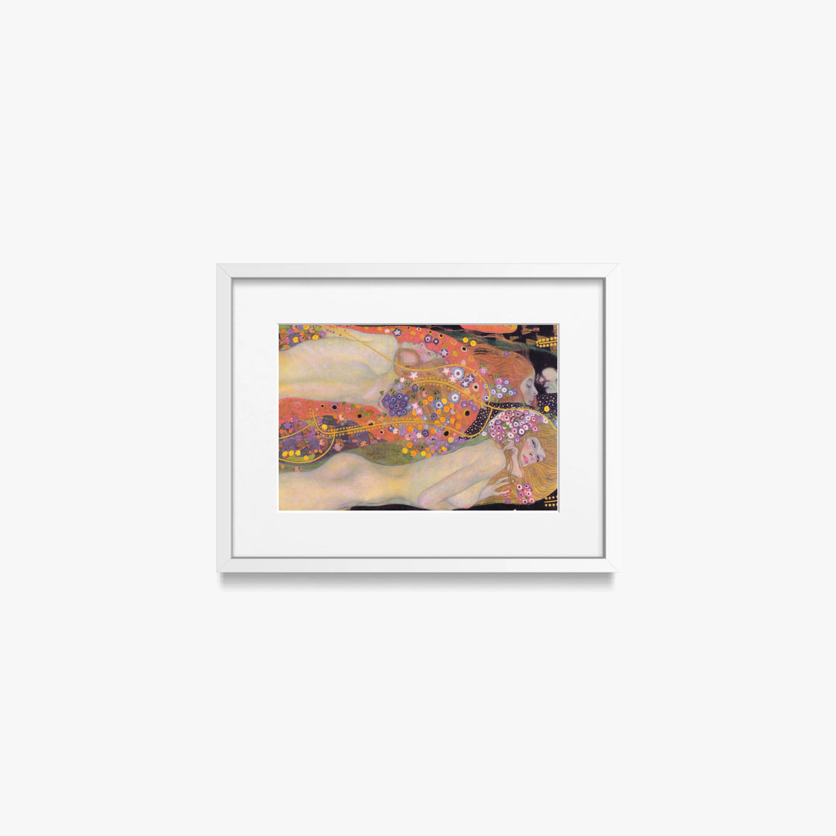 Bisce d'Acqua II - Gustav Klimt, opera di Gustav Klimt (Secessione Viennese), stampa con passepartout e cornice bianca, 40x30cm