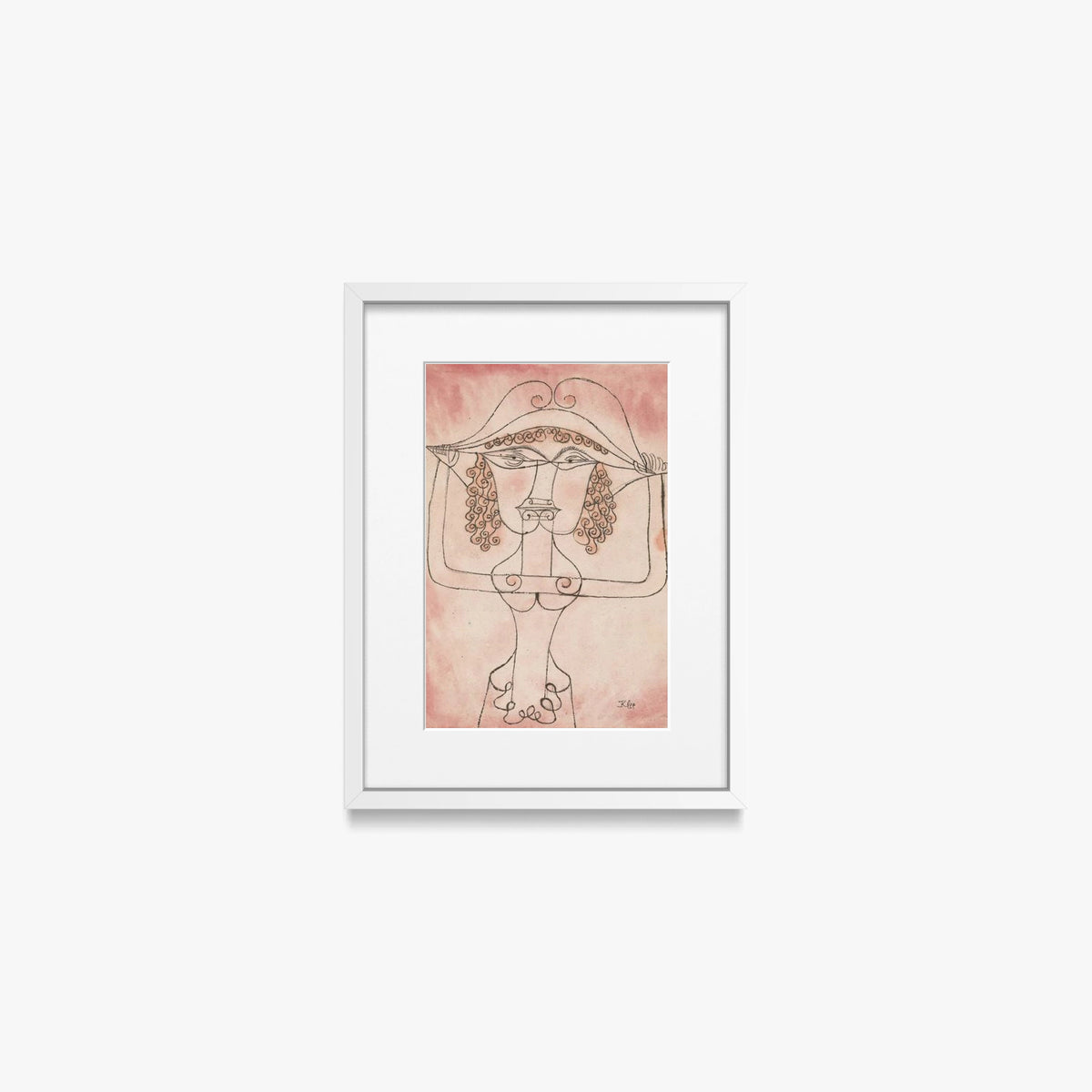 Cantante dell'Opera Comica - Paul Klee, opera di Paul Klee (Avanguardie), stampa con passepartout e cornice bianca, 30x40cm