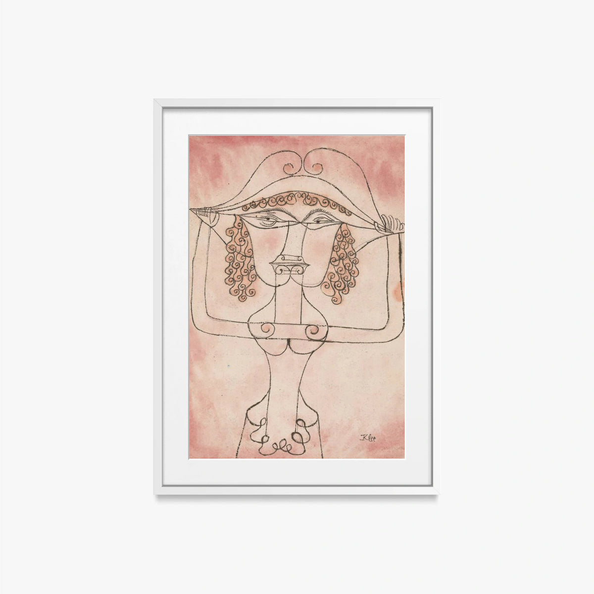 Cantante dell'Opera Comica - Paul Klee, opera di Paul Klee (Avanguardie), stampa con passepartout e cornice bianca, 50x70cm