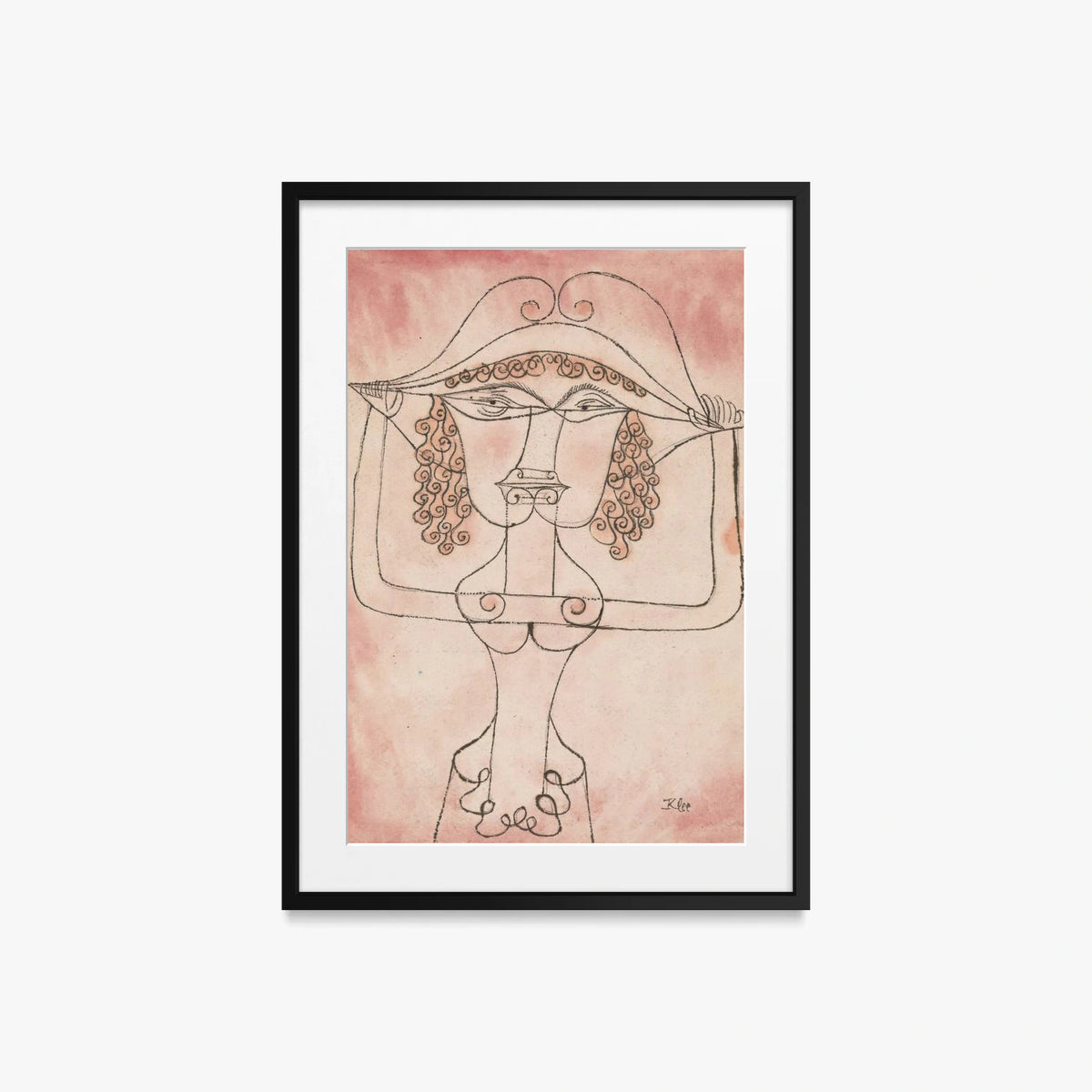 Cantante dell'Opera Comica - Paul Klee, opera di Paul Klee (Avanguardie), stampa con passepartout e cornice nera, 50x70cm