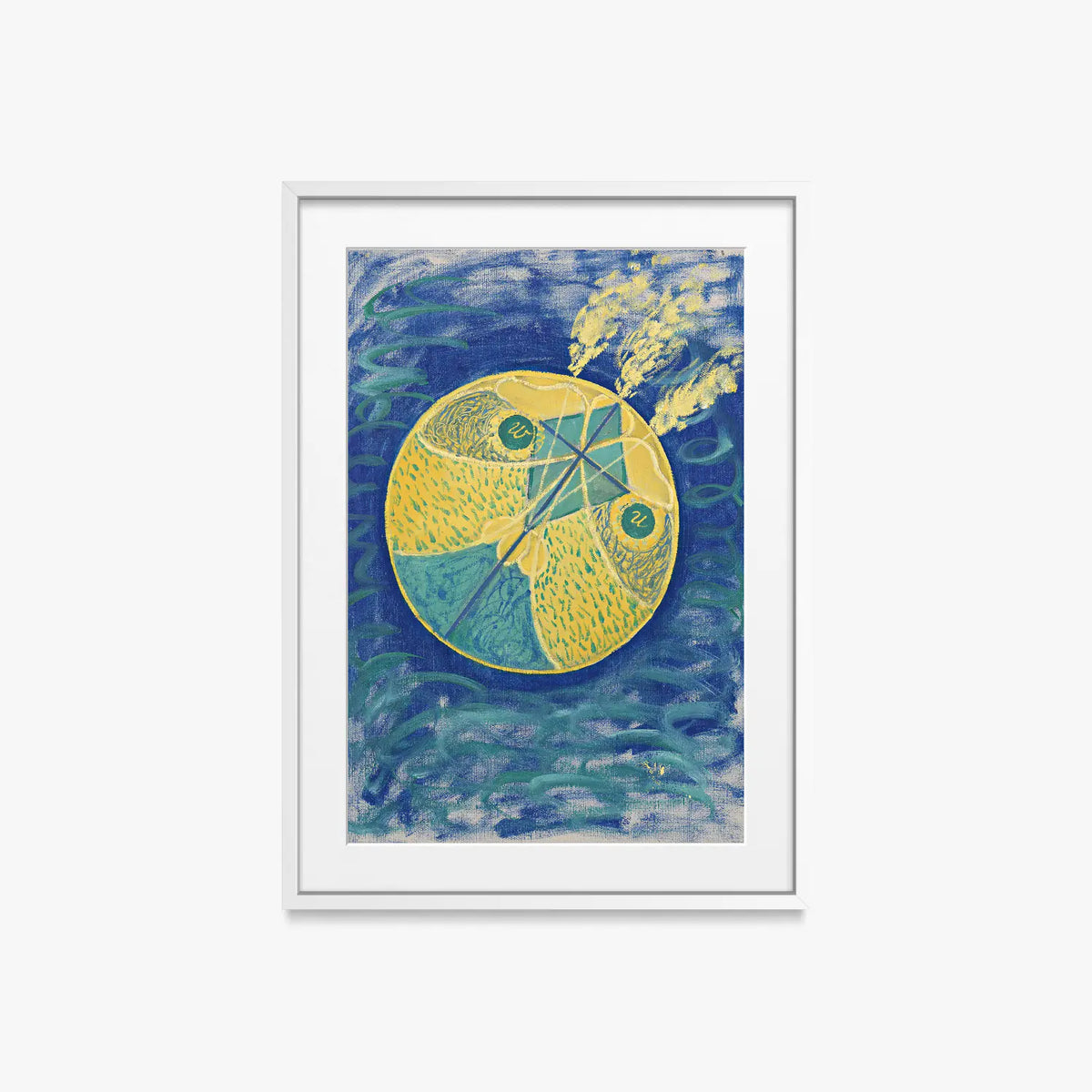 Caos Primordiale, n. 7 - Hilma af Klint, opera di Hilma af Klint (Astrattismo), stampa con passepartout e cornice bianca, 50x70cm