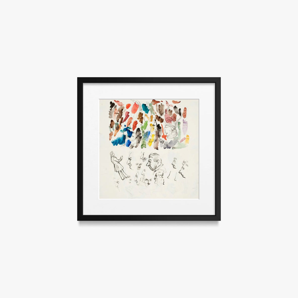 Caricature - Albert Edelfelt, opera di Albert Edelfelt (Naturalismo), stampa con passepartout e cornice nera, 40x40cm