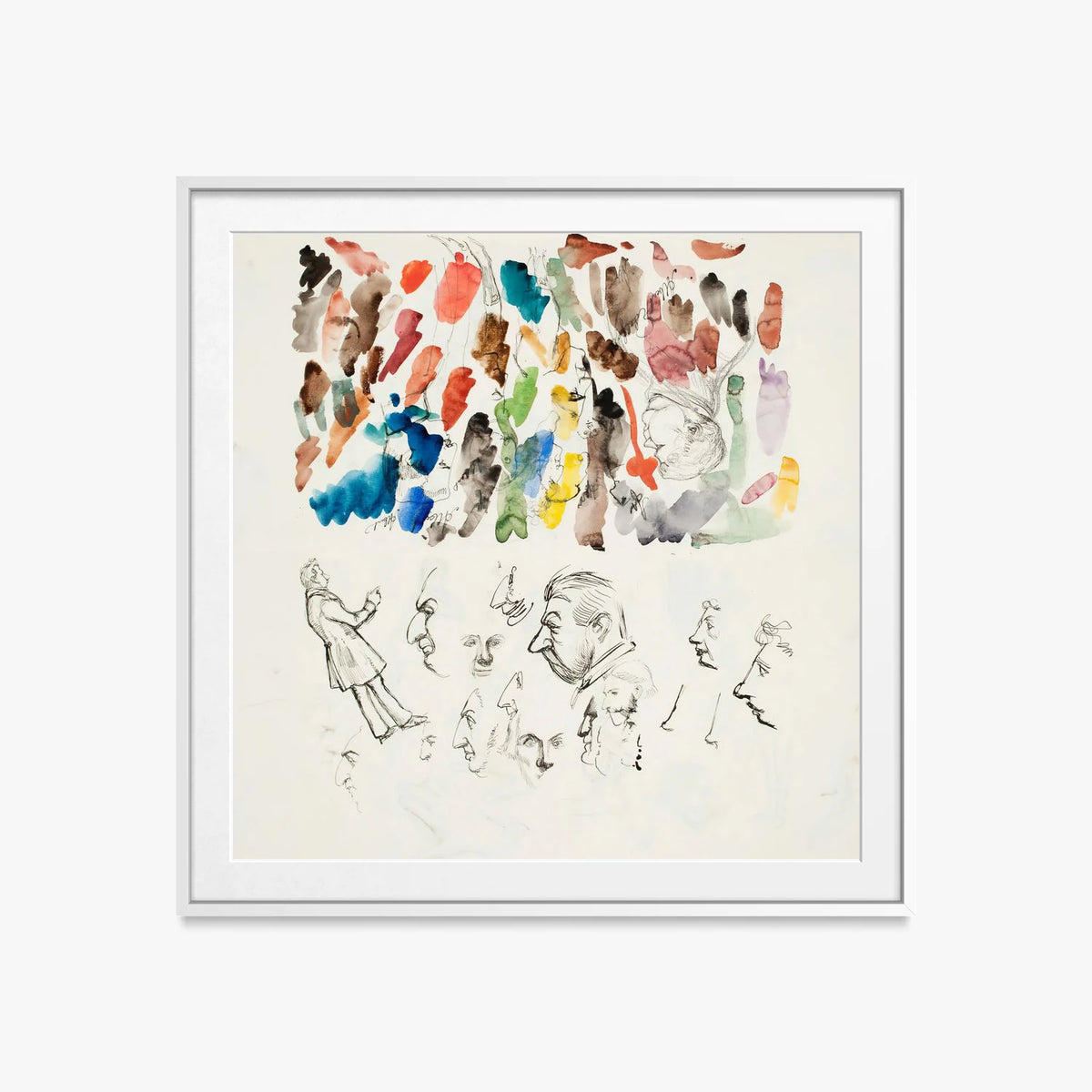 Caricature - Albert Edelfelt, opera di Albert Edelfelt (Naturalismo), stampa con passepartout e cornice bianca, 60x60cm