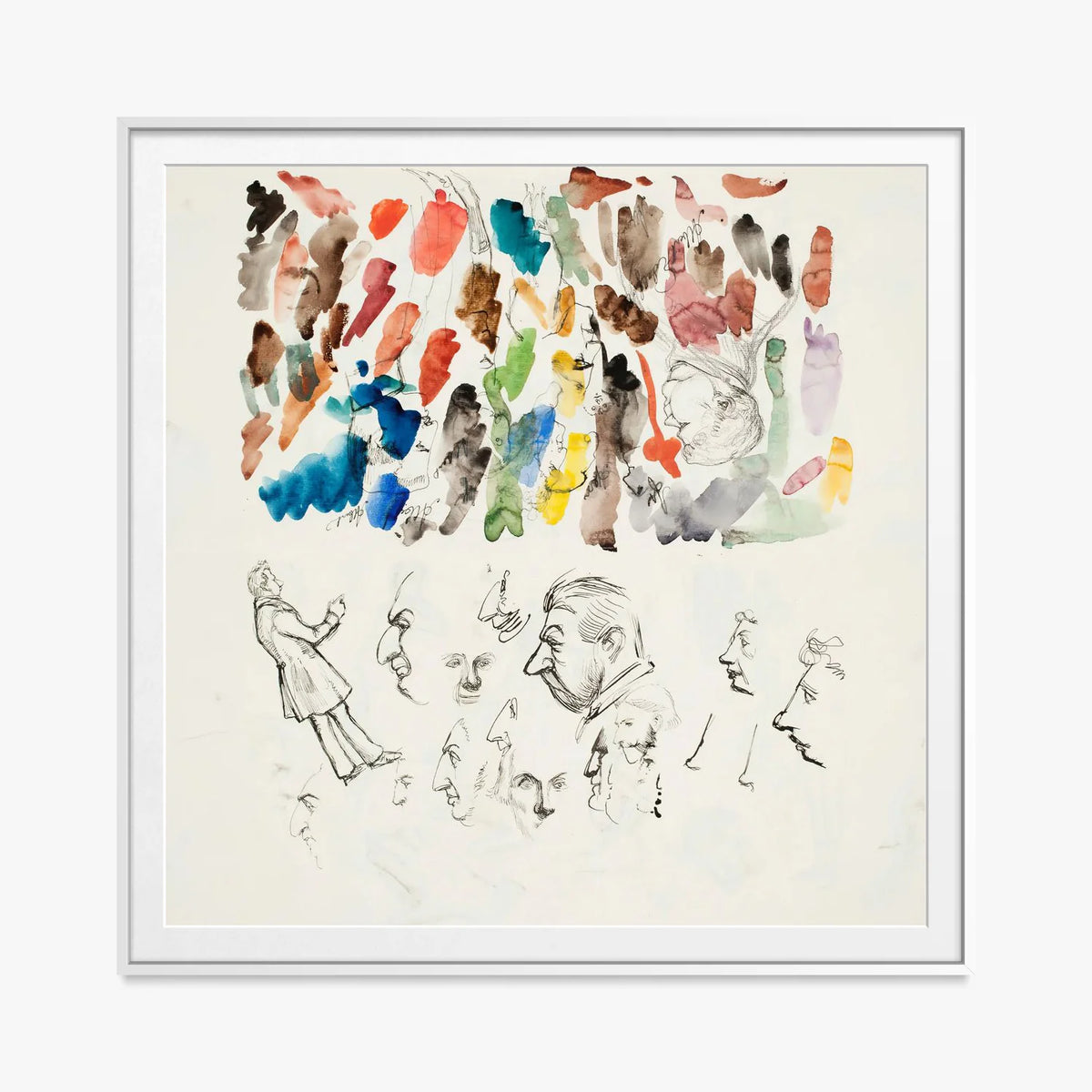 Caricature - Albert Edelfelt, opera di Albert Edelfelt (Naturalismo), stampa con passepartout e cornice bianca, 80x80cm