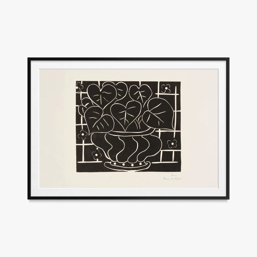 Cesto di Begonie I - Henri Matisse, opera di Henri Matisse (Art Déco), stampa con passepartout e cornice nera, 115x80cm