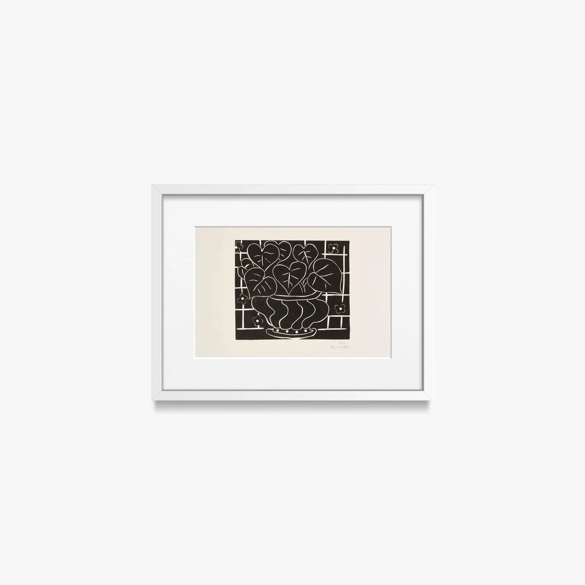 Cesto di Begonie I - Henri Matisse, opera di Henri Matisse (Art Déco), stampa con passepartout e cornice bianca, 40x30cm