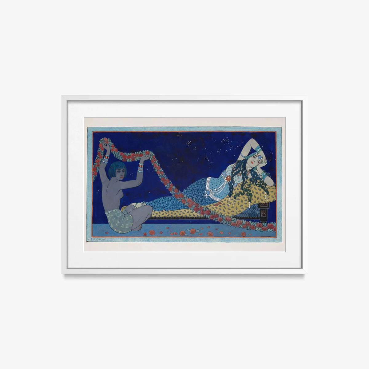 Cleopatra - George Barbier, opera di George Barbier (Art Déco), stampa con passepartout e cornice bianca, 70x50cm