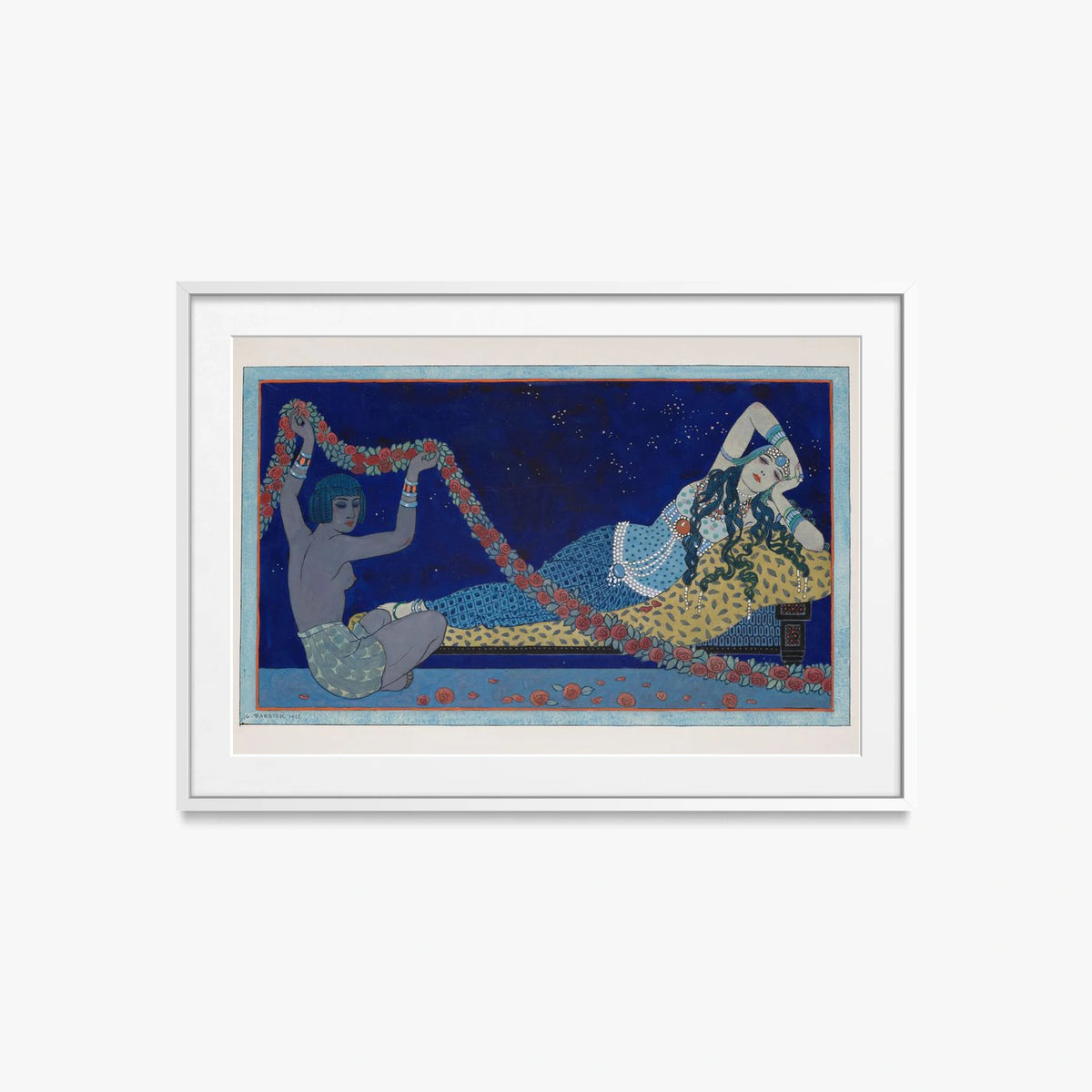 Cleopatra - George Barbier, opera di George Barbier (Art Déco), stampa con passepartout e cornice bianca, 85x60cm