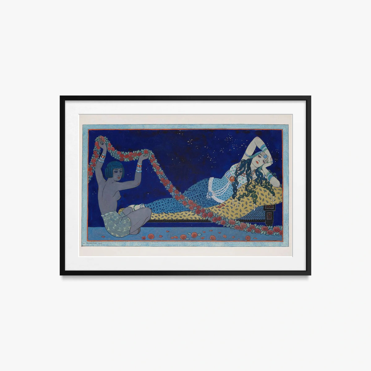 Cleopatra - George Barbier, opera di George Barbier (Art Déco), stampa con passepartout e cornice nera, 85x60cm