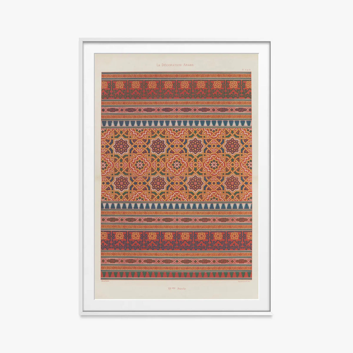 Decorazione Araba, Tav. 6 - Marpon et Flammarion, opera di Marpon et Flammarion (Illustrazione), stampa con passepartout e cornice bianca, 80x115cm
