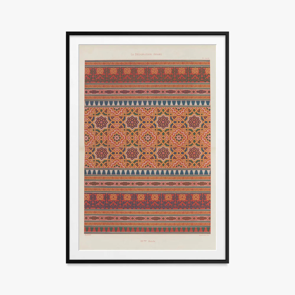 Decorazione Araba, Tav. 6 - Marpon et Flammarion, opera di Marpon et Flammarion (Illustrazione), stampa con passepartout e cornice nera, 80x115cm