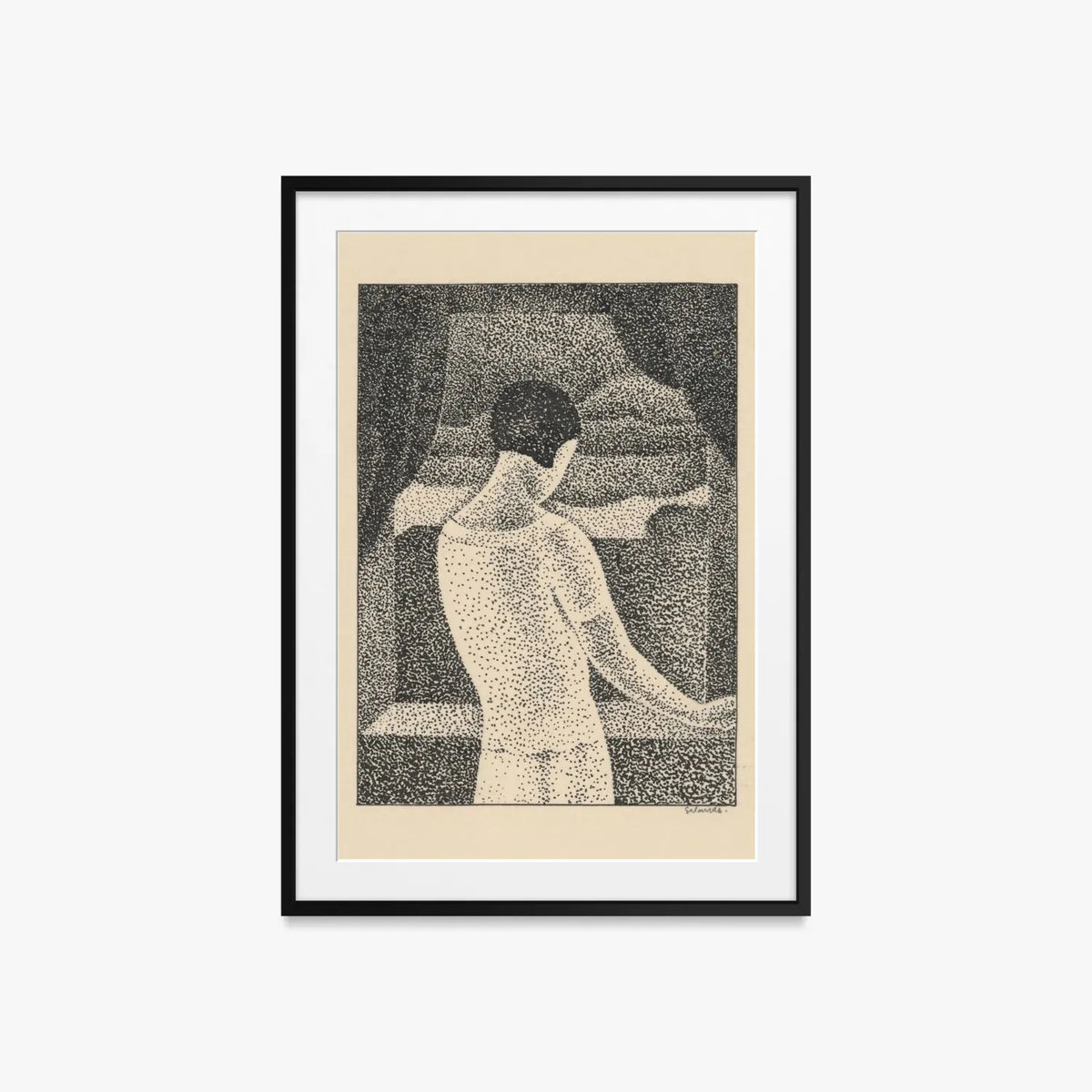 Donna alla Finestra - Mikuláš Galanda, opera di Mikuláš Galanda (Avanguardie), stampa con passepartout e cornice nera, 60x85cm