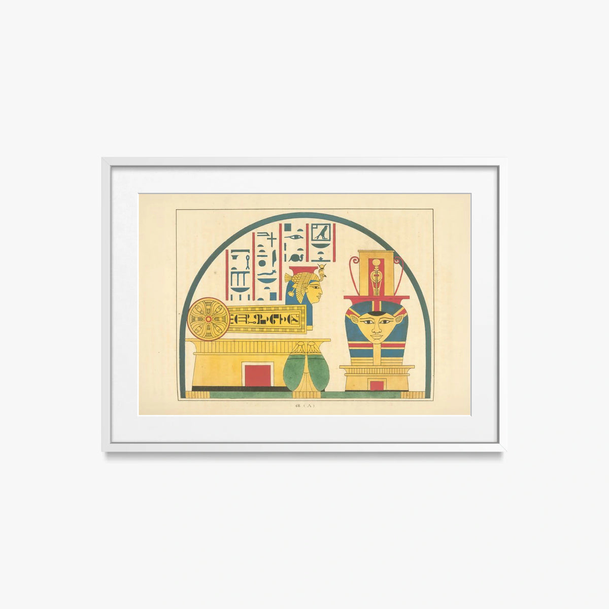 Emblemi di Hathor - Léon Jean Joseph Dubois, opera di Léon Jean Joseph Dubois (Egittologia), stampa con passepartout e cornice bianca, 70x50cm