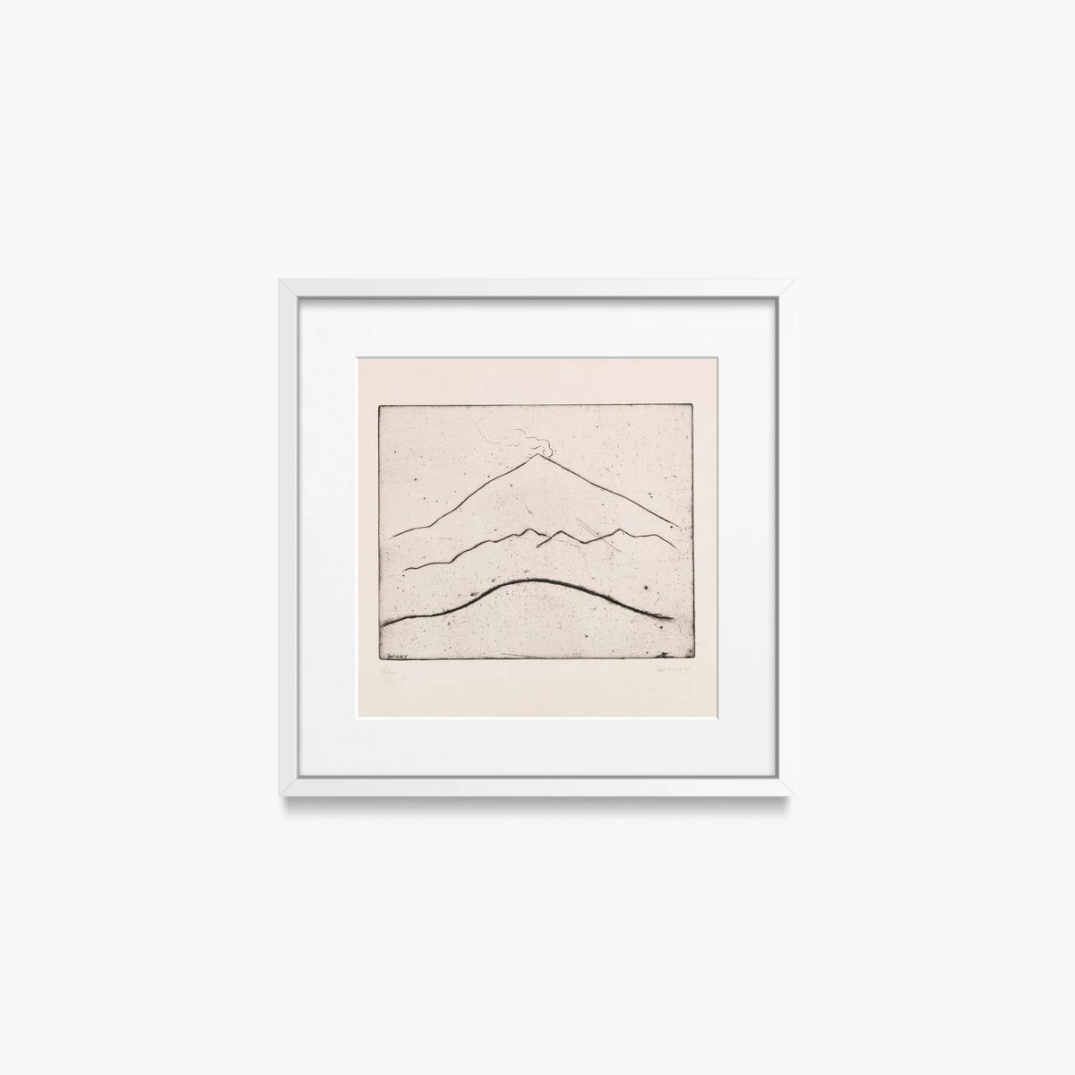 Etna - Walter Ophey, opera di Walter Ophey (Espressionismo), stampa con passepartout e cornice bianca, 40x40cm