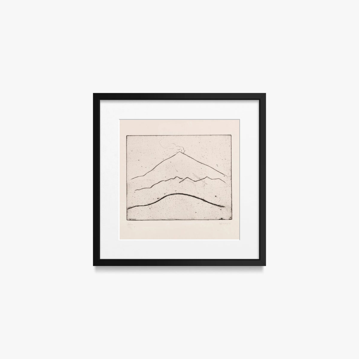 Etna - Walter Ophey, opera di Walter Ophey (Espressionismo), stampa con passepartout e cornice nera, 40x40cm