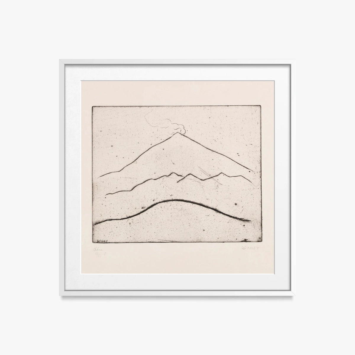 Etna - Walter Ophey, opera di Walter Ophey (Espressionismo), stampa con passepartout e cornice bianca, 50x50cm
