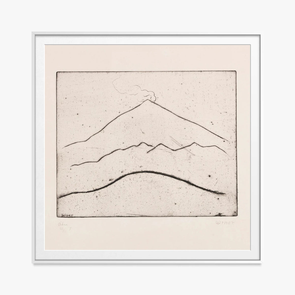 Etna - Walter Ophey, opera di Walter Ophey (Espressionismo), stampa con passepartout e cornice bianca, 80x80cm
