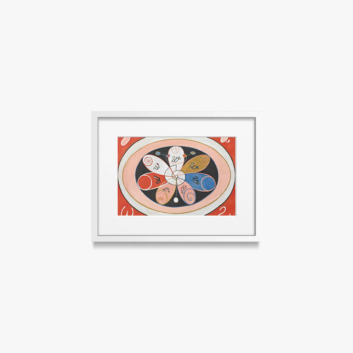 Evoluzione, n. 15, Gruppo VI - Hilma af Klint, opera di Hilma af Klint (Astrattismo), stampa con passepartout e cornice bianca, 40x30cm
