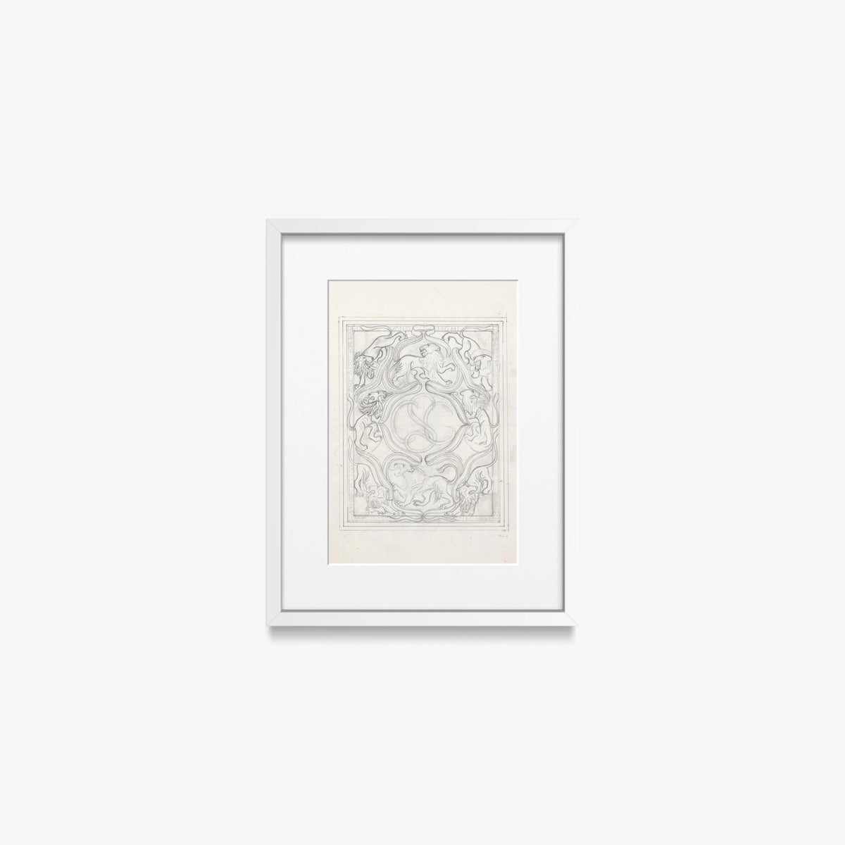 Ex Libris per il Figlio - Carel Adolph Lion Cachet, opera di Carel Adolph Lion Cachet (Art Nouveau), stampa con passepartout e cornice bianca, 30x40cm