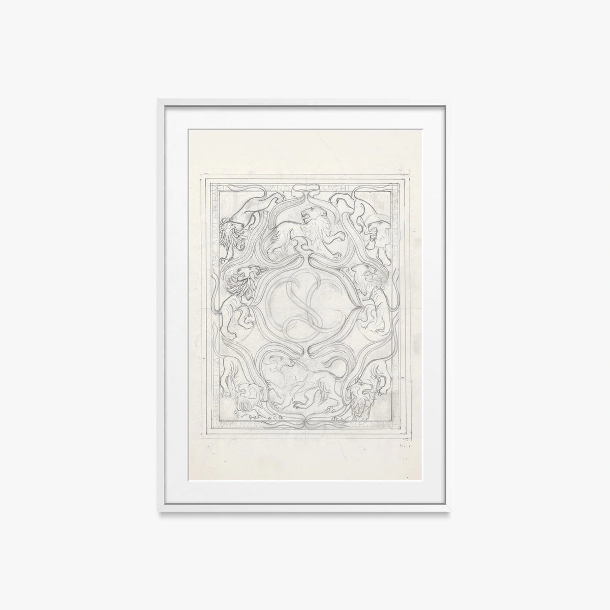 Ex Libris per il Figlio - Carel Adolph Lion Cachet, opera di Carel Adolph Lion Cachet (Art Nouveau), stampa con passepartout e cornice bianca, 60x85cm