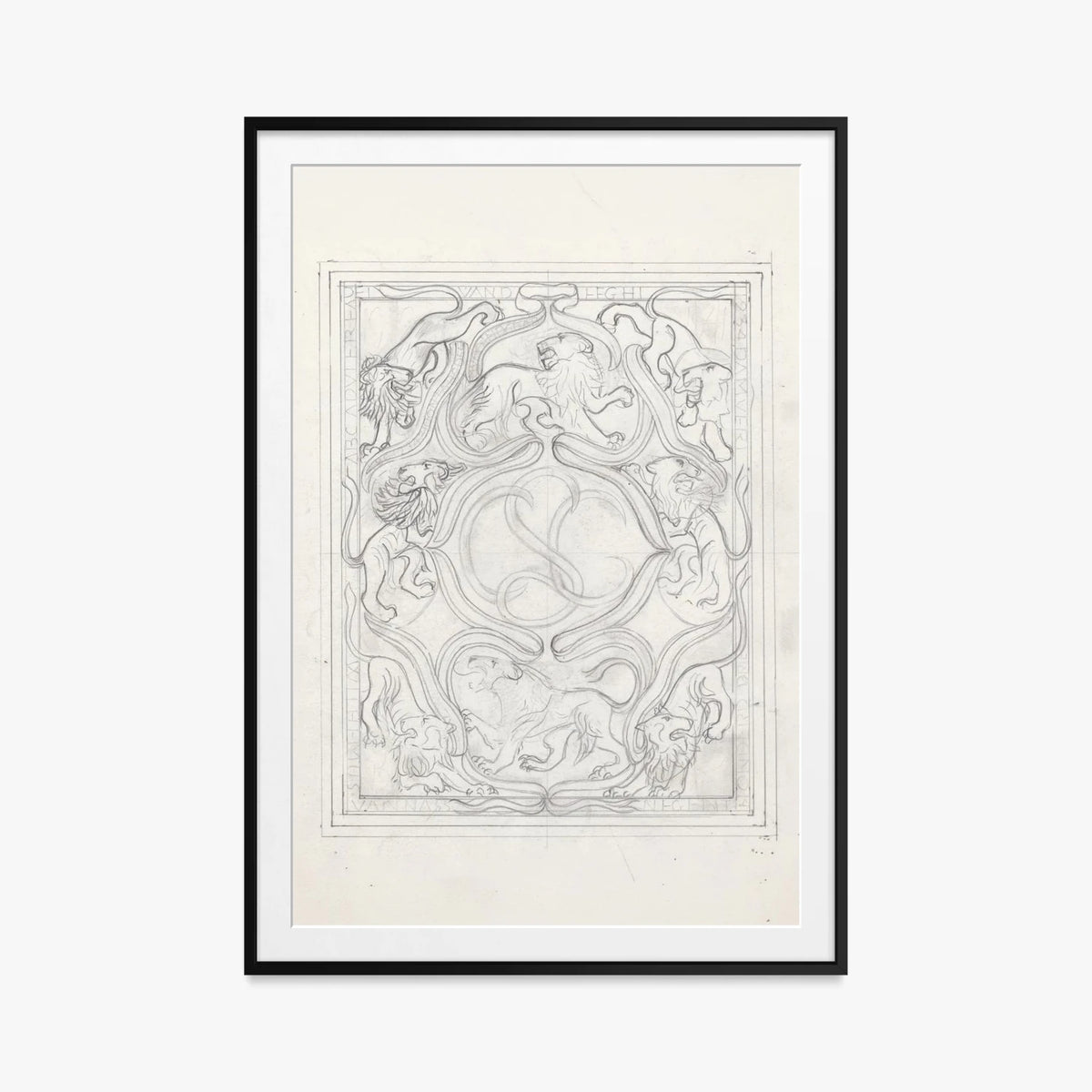Ex Libris per il Figlio - Carel Adolph Lion Cachet, opera di Carel Adolph Lion Cachet (Art Nouveau), stampa con passepartout e cornice nera, 80x115cm