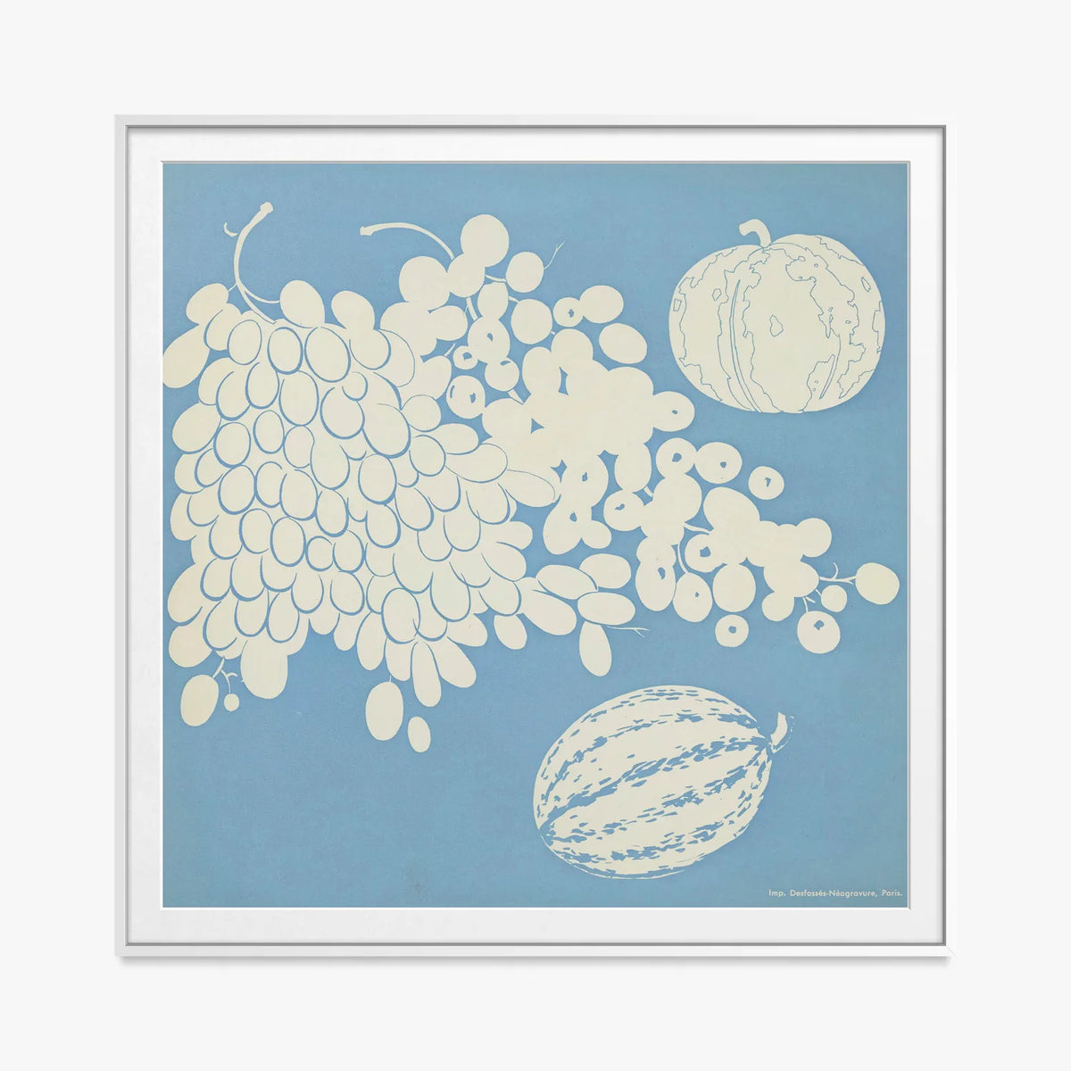 Frutti, Tav. 14 - Elena Pavlovna Gertik, opera di Elena Pavlovna Gertik (Illustrazione), stampa con passepartout e cornice bianca, 80x80cm