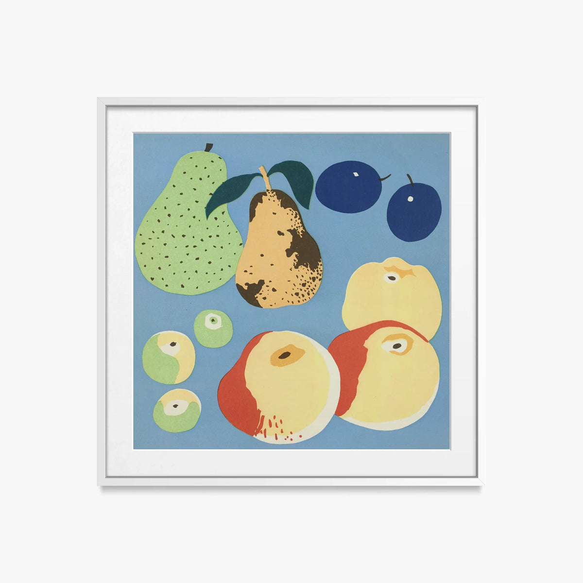 Frutti, Tav. 5 - Elena Pavlovna Gertik, opera di Elena Pavlovna Gertik (Illustrazione), stampa con passepartout e cornice bianca, 50x50cm