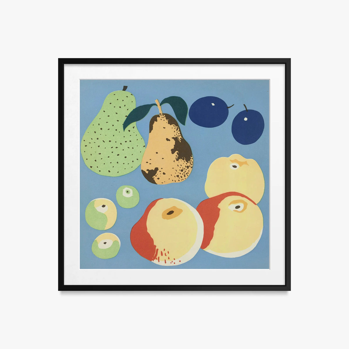 Frutti, Tav. 5 - Elena Pavlovna Gertik, opera di Elena Pavlovna Gertik (Illustrazione), stampa con passepartout e cornice nera, 50x50cm