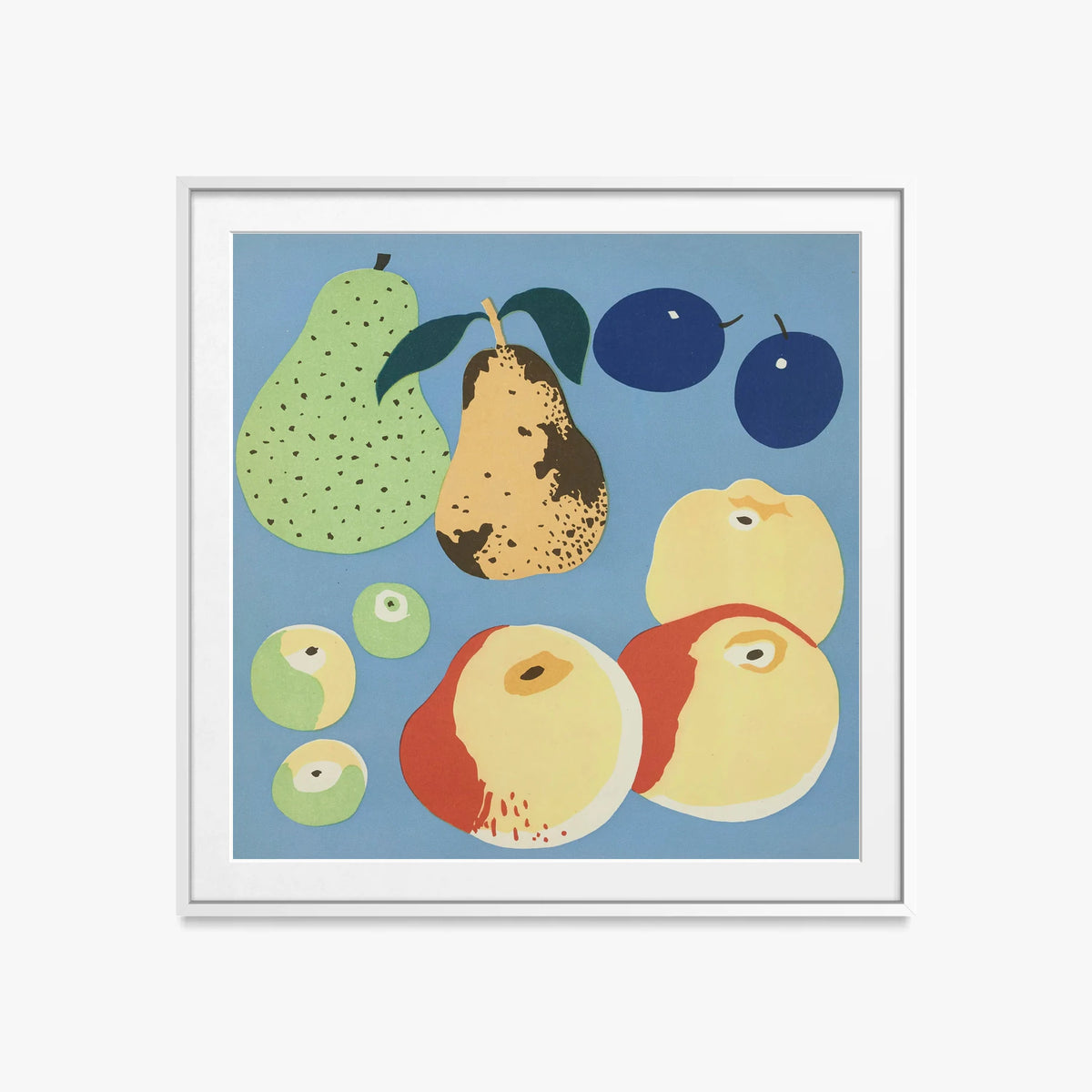 Frutti, Tav. 5 - Elena Pavlovna Gertik, opera di Elena Pavlovna Gertik (Illustrazione), stampa con passepartout e cornice bianca, 60x60cm