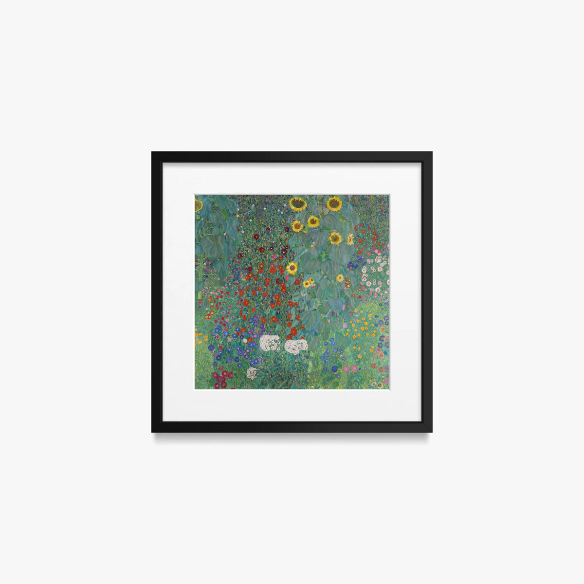 Giardino con Girasoli - Gustav Klimt, opera di Gustav Klimt (Secessione Viennese), stampa con passepartout e cornice nera, 40x40cm