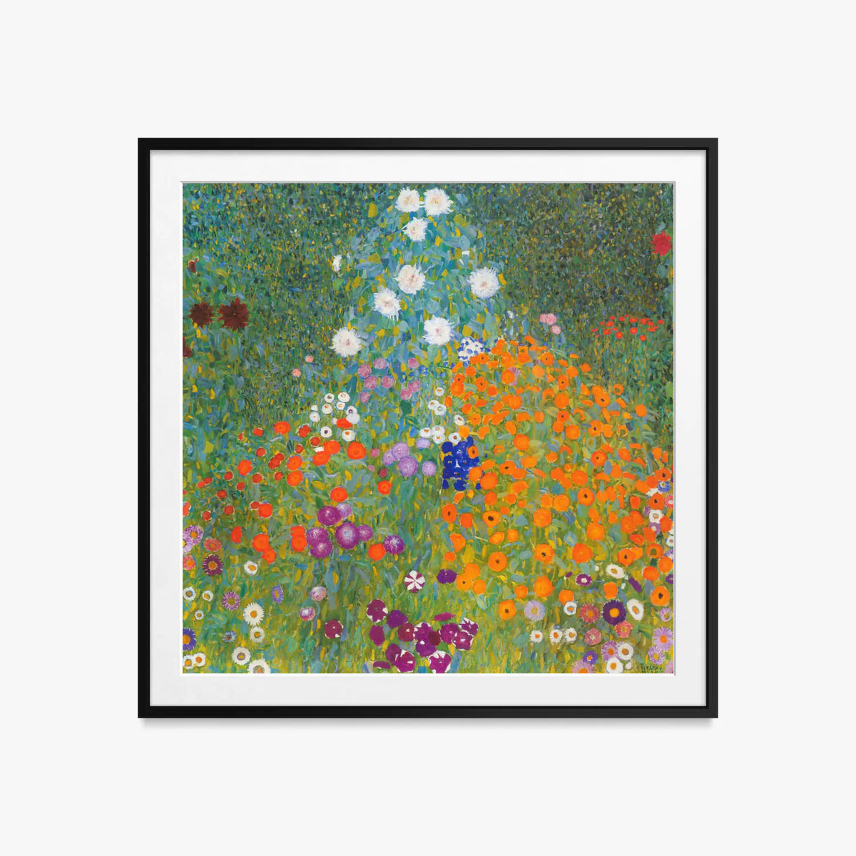 Giardino di Campagna - Gustav Klimt, opera di Gustav Klimt (Secessione Viennese), stampa con passepartout e cornice nera, 60x60cm