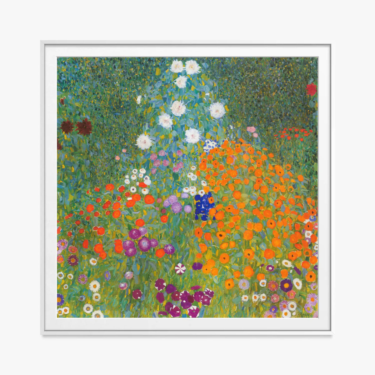 Giardino di Campagna - Gustav Klimt, opera di Gustav Klimt (Secessione Viennese), stampa con passepartout e cornice bianca, 80x80cm