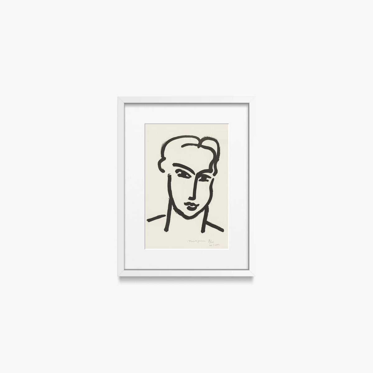 Grande Testa di Katia - Henri Matisse, opera di Henri Matisse (Art Déco), stampa con passepartout e cornice bianca, 30x40cm