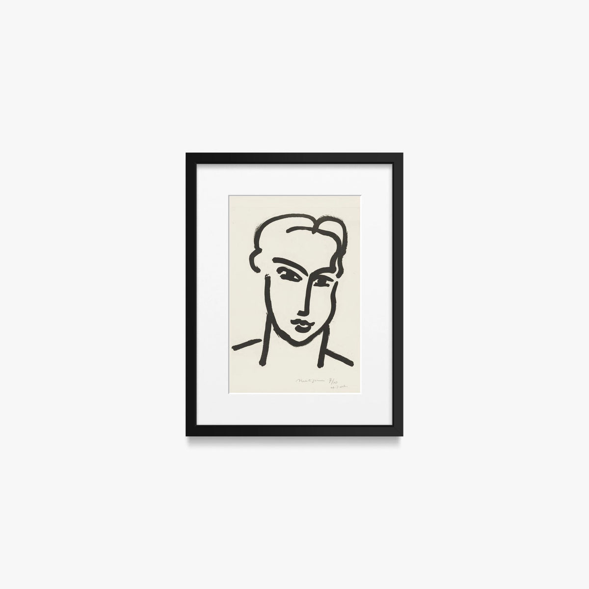 Grande Testa di Katia - Henri Matisse, opera di Henri Matisse (Art Déco), stampa con passepartout e cornice nera, 30x40cm