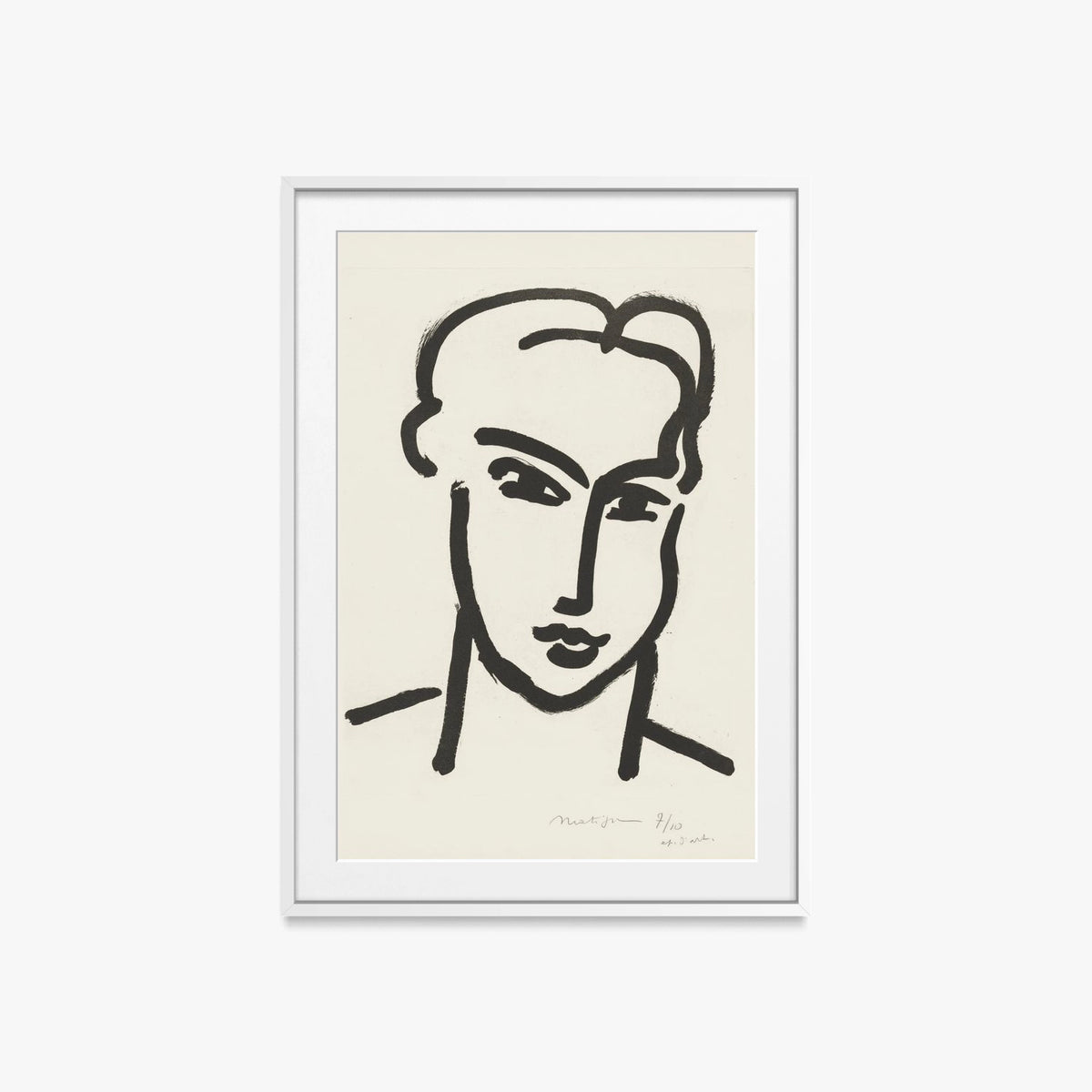 Grande Testa di Katia - Henri Matisse, opera di Henri Matisse (Art Déco), stampa con passepartout e cornice bianca, 60x85cm
