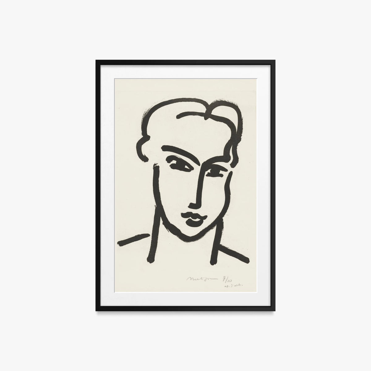 Grande Testa di Katia - Henri Matisse, opera di Henri Matisse (Art Déco), stampa con passepartout e cornice nera, 60x85cm