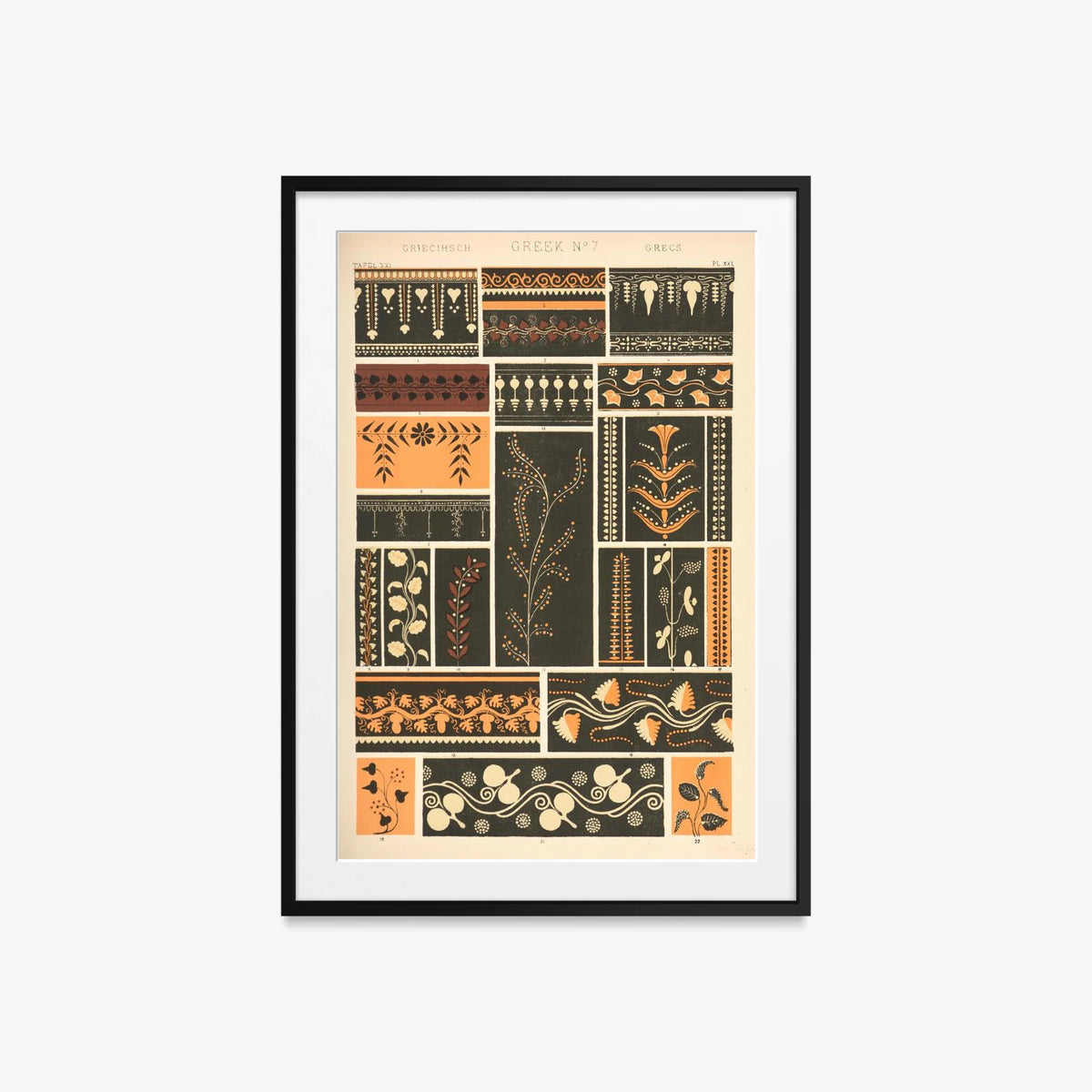 Greco N. 7 - Owen Jones, opera di Owen Jones (Egittologia), stampa con passepartout e cornice nera, 60x85cm